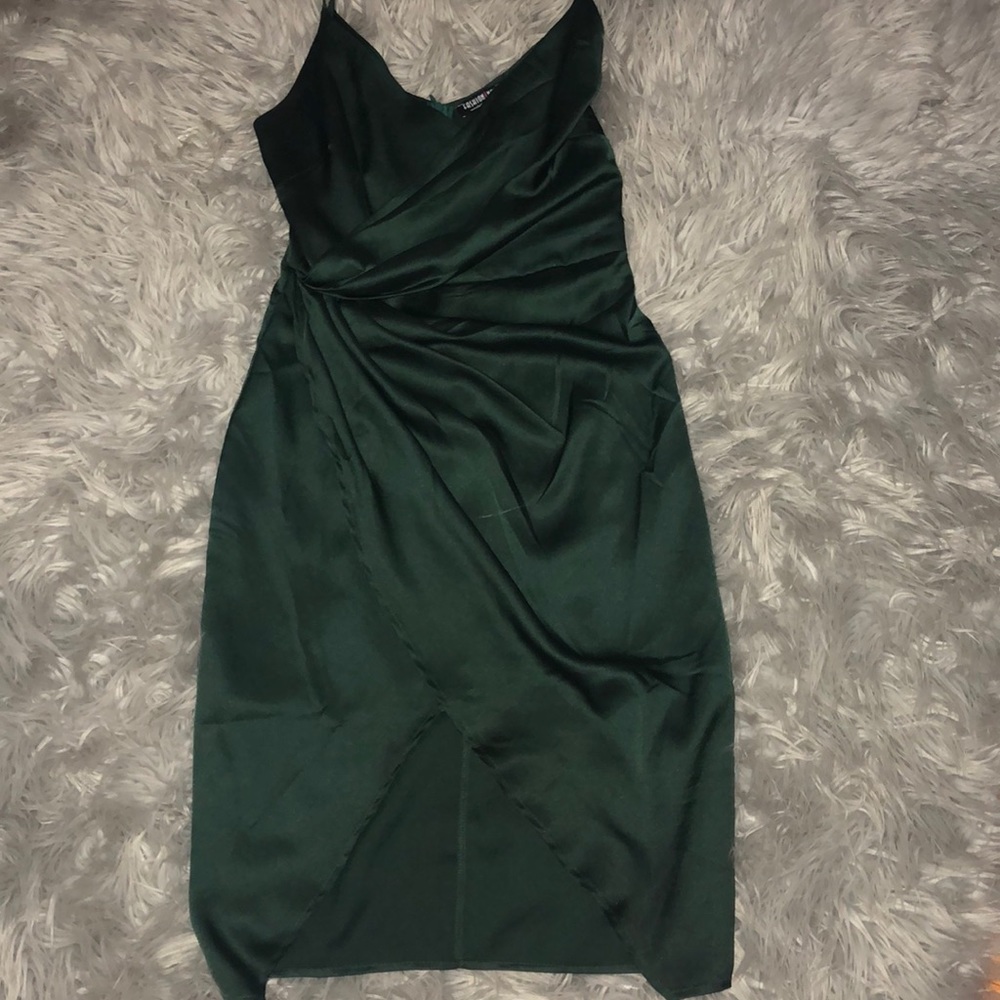 Hunter green Silk Fashion Nova Dress